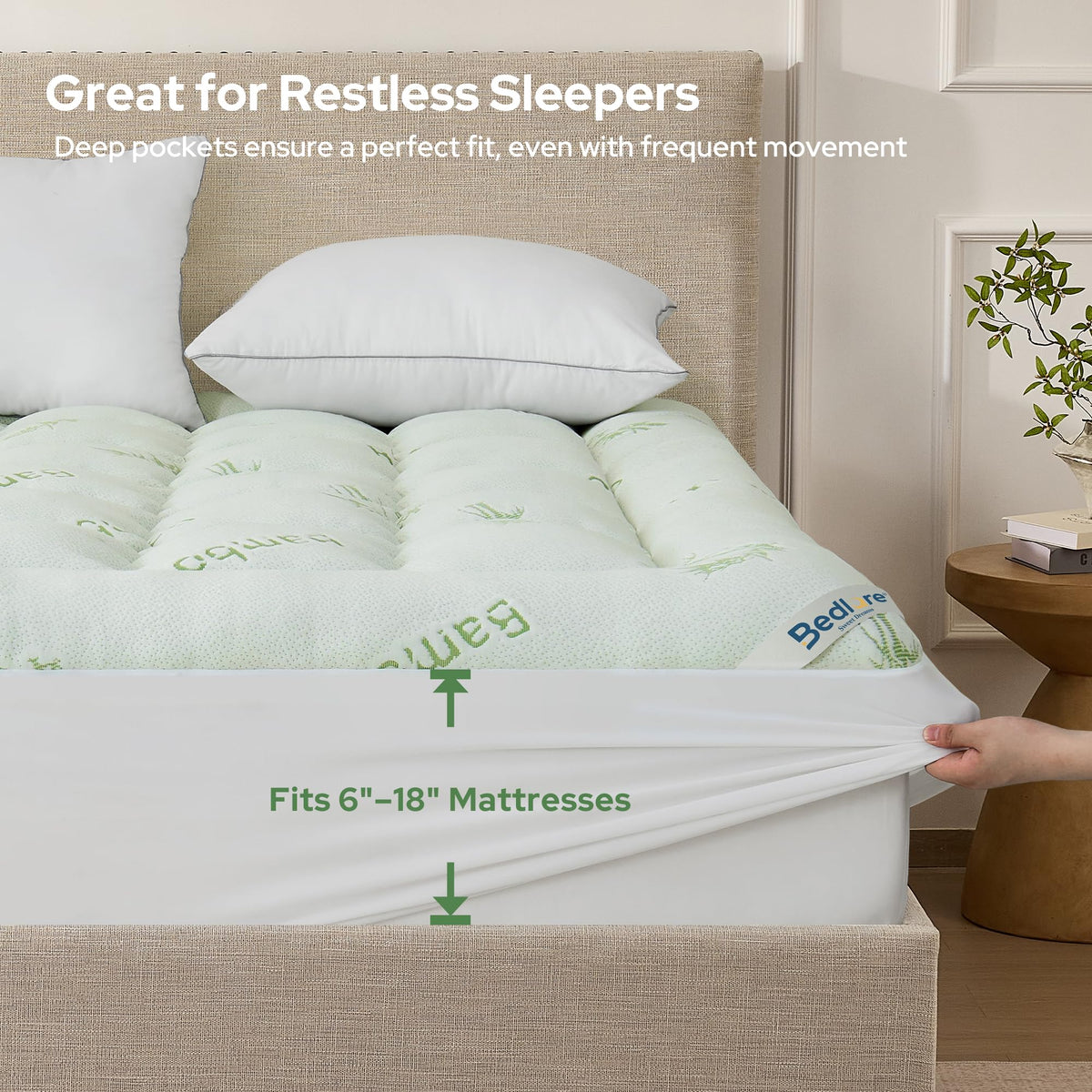 BEDLORE Full Size Mattress Topper, Thick Soft Pillow Top Bed Topper