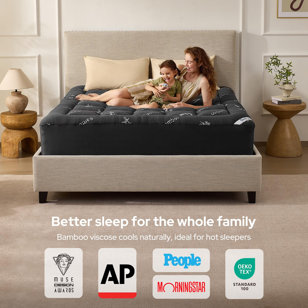 BEDLORE Full Size Mattress Topper, Thick Soft Pillow Top Bed Topper