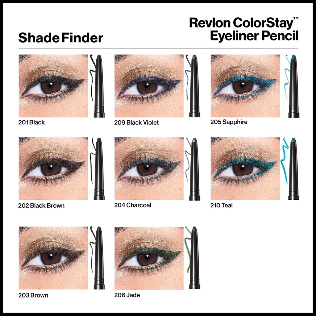 Revlon ColorStay Pencil Waterproof Eyeliner, 202 Black Brown, 0.01 oz