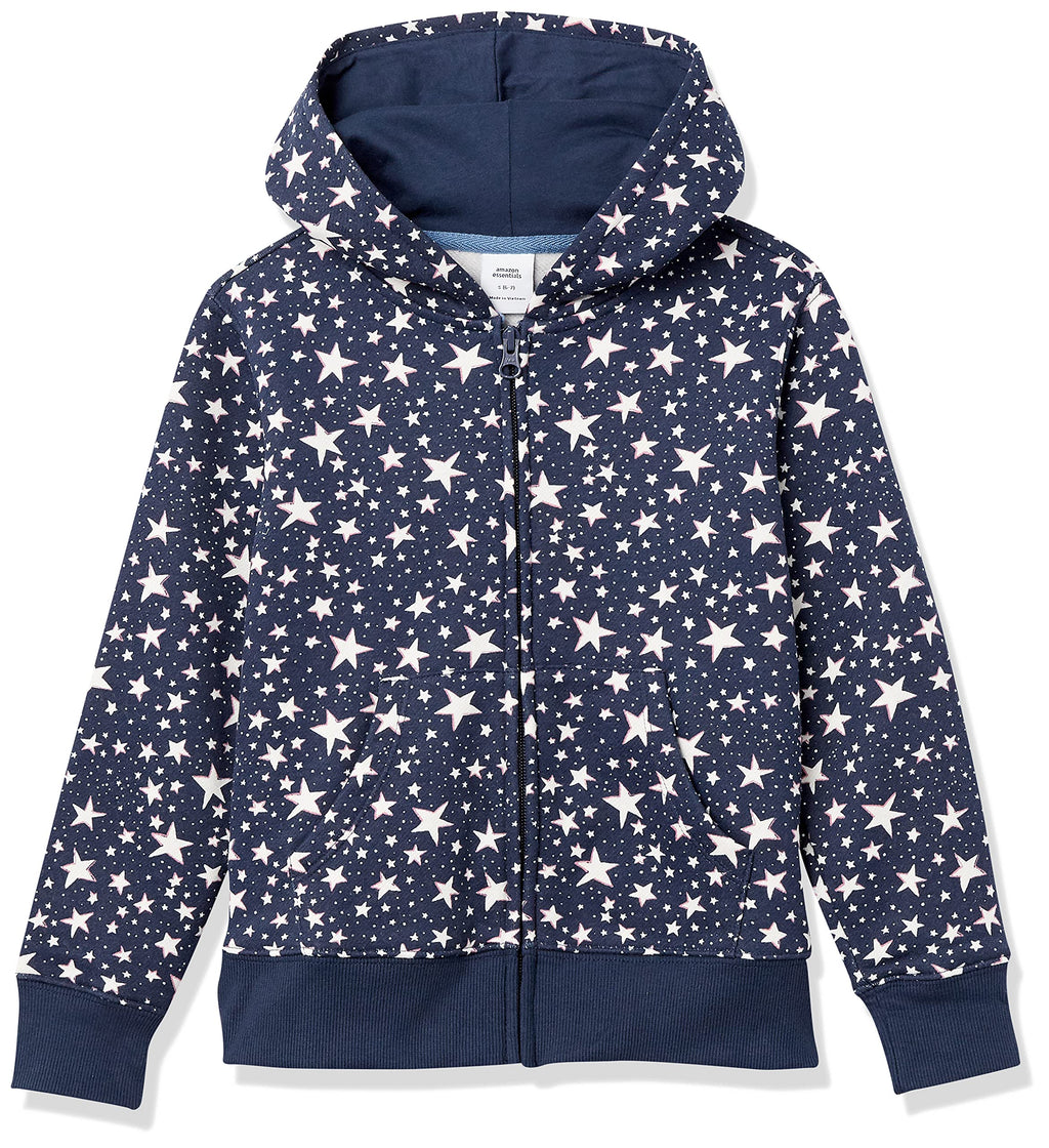 Amazon Essentials Girls and Toddlers' Fleece Zip-Up Hooded Sweatshirt with Lined Hood and Rib Knit Detail