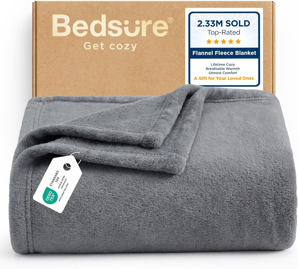 Bedsure GentleSoft Fleece King Size Blankets for Bed Grey - Soft Lightweight Plush Cozy Fuzzy Luxury Warm Spring Blanket Microfiber, Room Home Decor Gifts for Women and Men, 108x90 inches