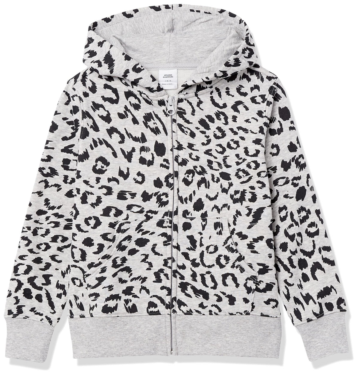Amazon Essentials Girls and Toddlers' Fleece Zip-Up Hooded Sweatshirt with Lined Hood and Rib Knit Detail
