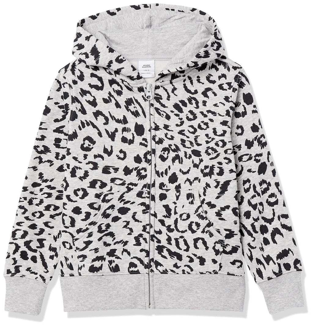 Amazon Essentials Girls and Toddlers' Fleece Zip-Up Hooded Sweatshirt with Lined Hood and Rib Knit Detail