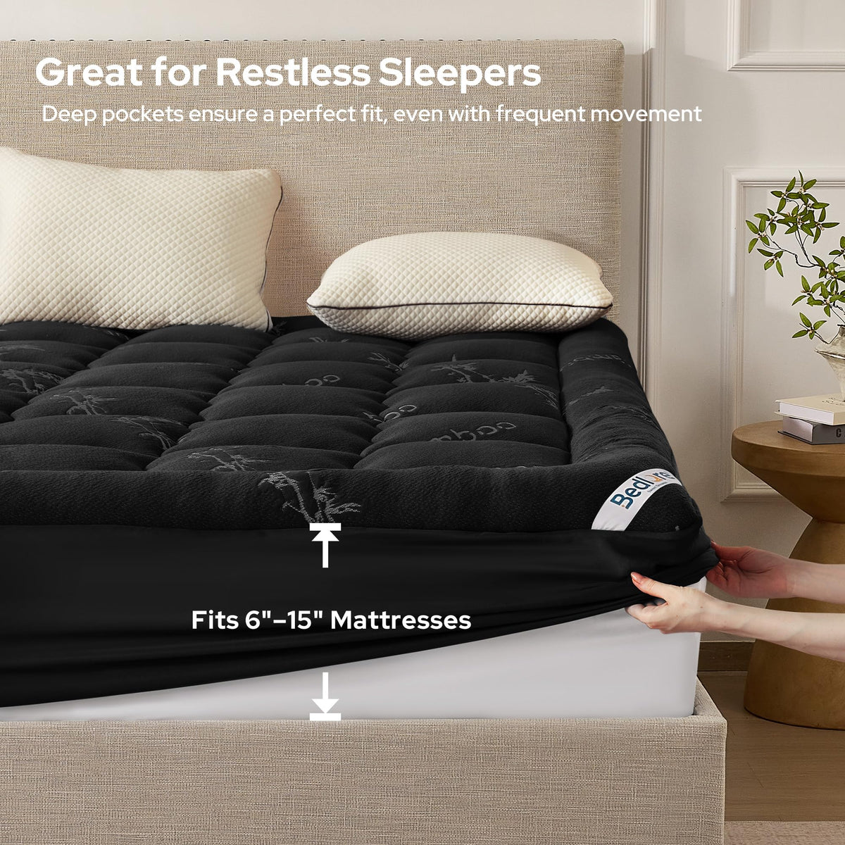 BEDLORE Full Size Mattress Topper, Thick Soft Pillow Top Bed Topper