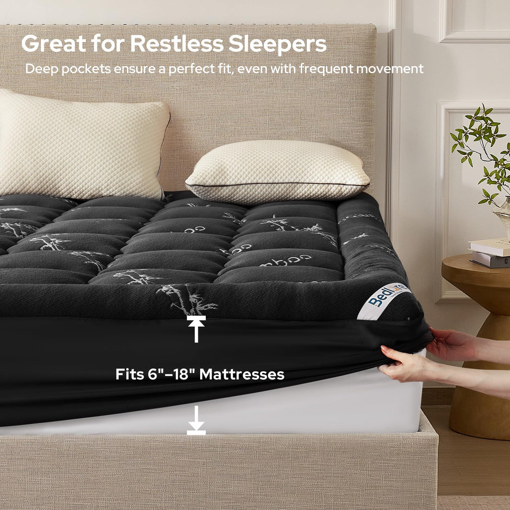 BEDLORE Full Size Mattress Topper, Thick Soft Pillow Top Bed Topper