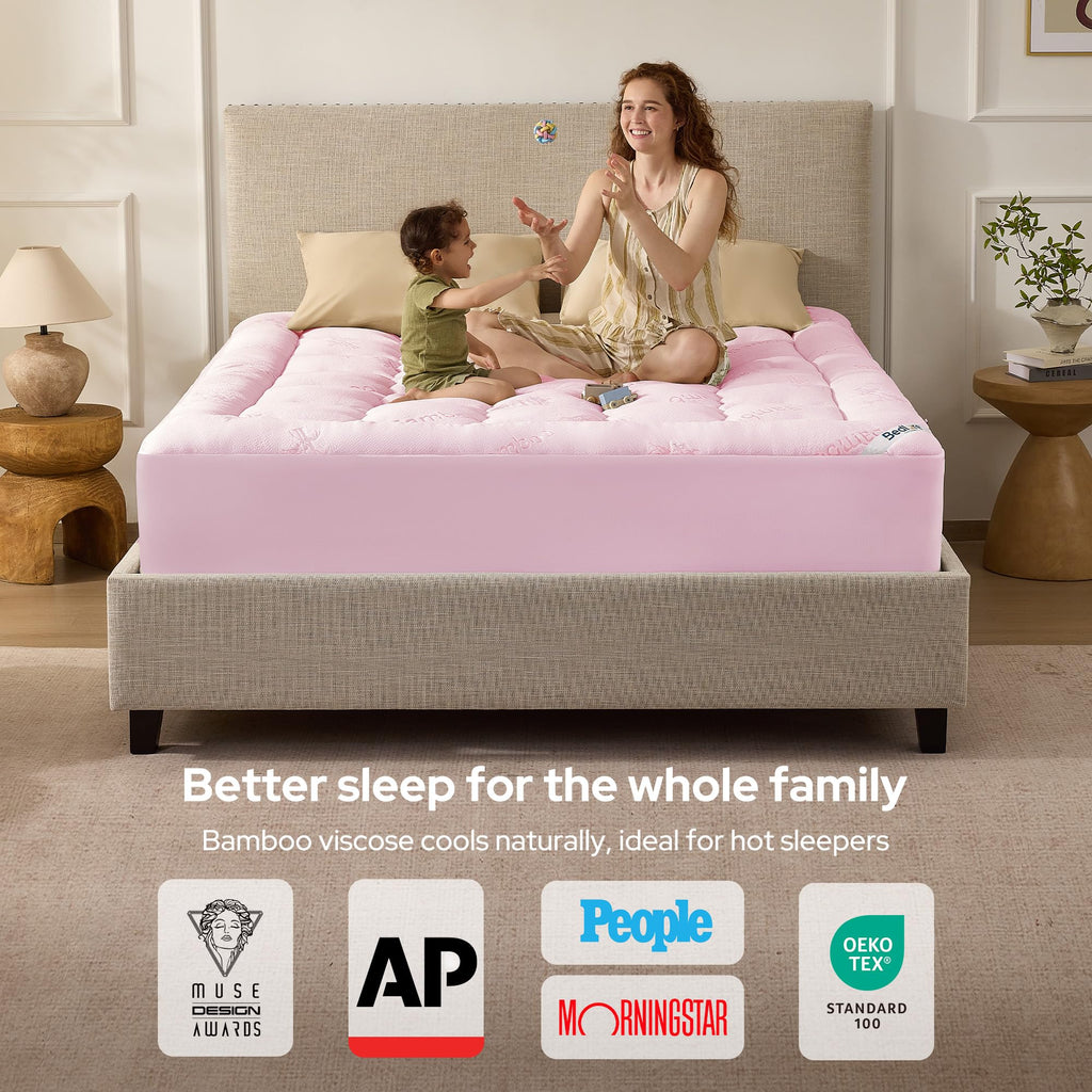 BEDLORE Full Size Mattress Topper, Thick Soft Pillow Top Bed Topper