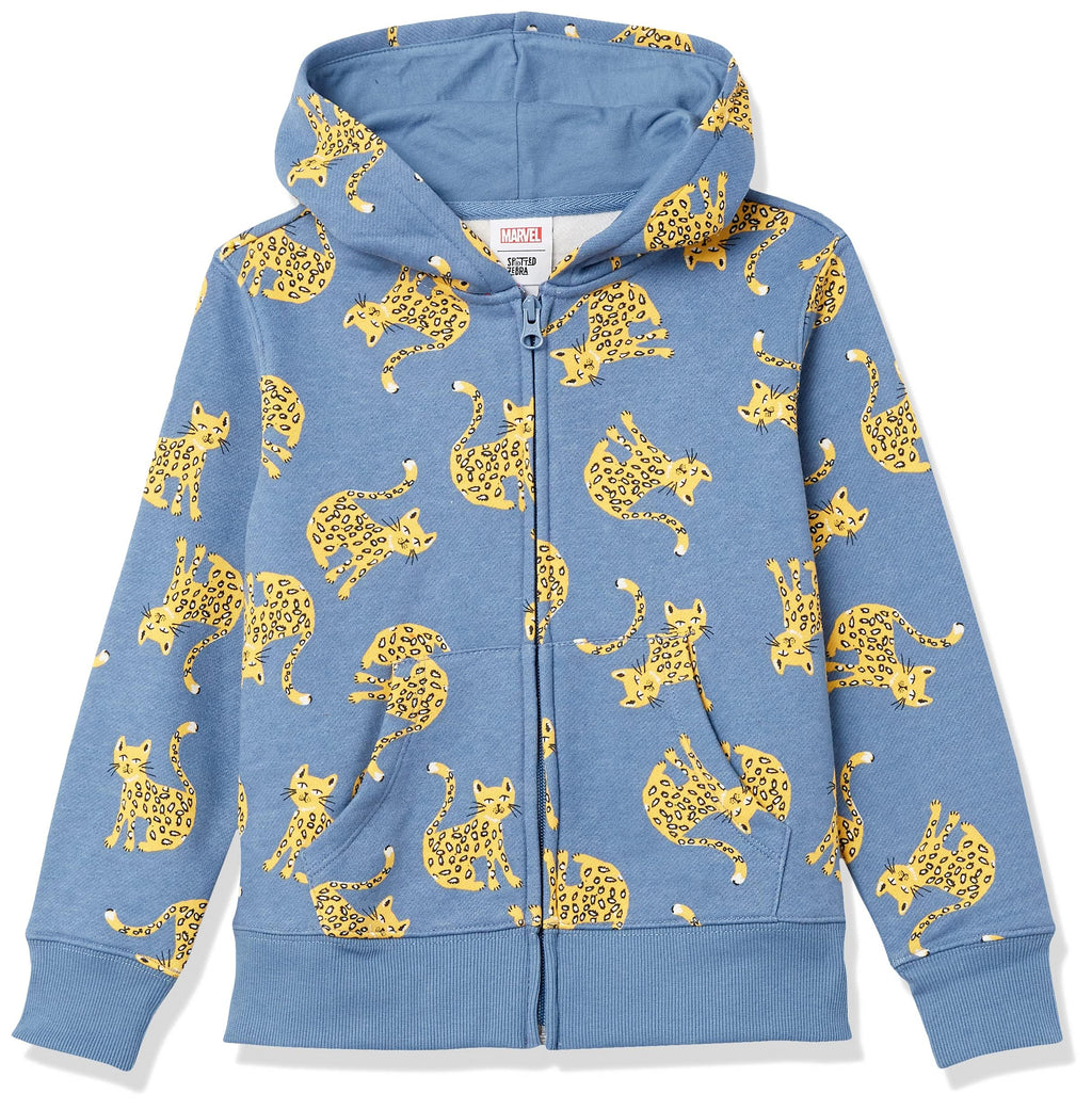 Amazon Essentials Girls and Toddlers' Fleece Zip-Up Hooded Sweatshirt with Lined Hood and Rib Knit Detail