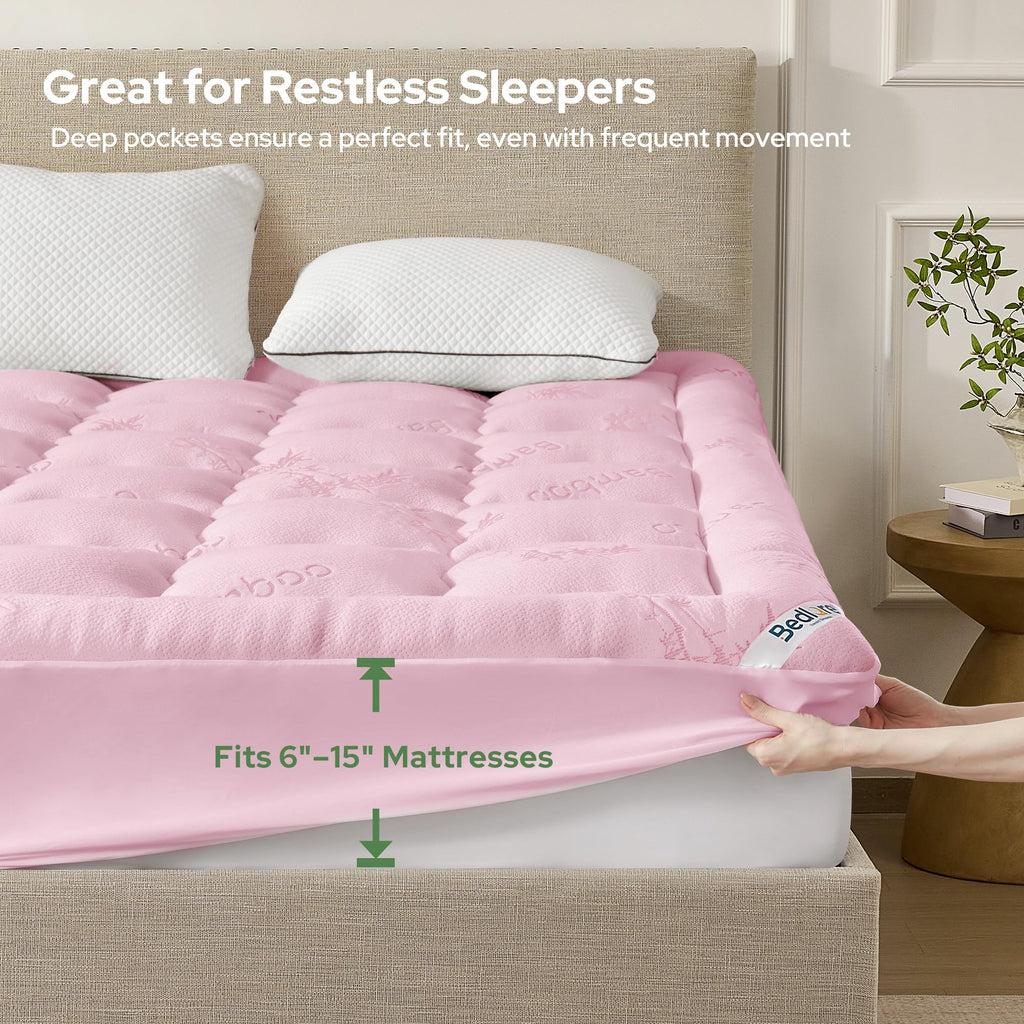 BEDLORE Full Size Mattress Topper, Thick Soft Pillow Top Bed Topper