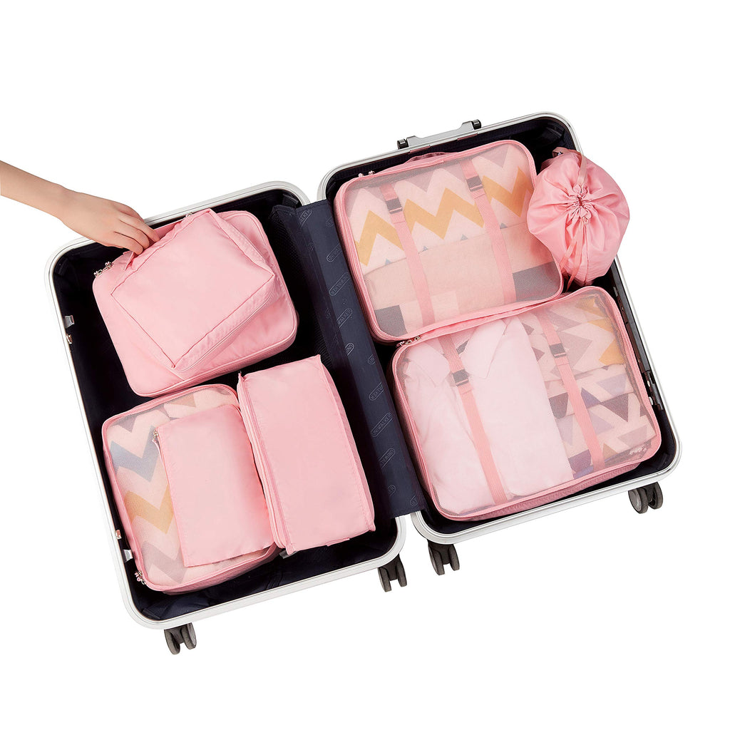 BAGAIL 8 Set Packing Cubes Luggage Packing Organizers for Travel Accessories-Cream