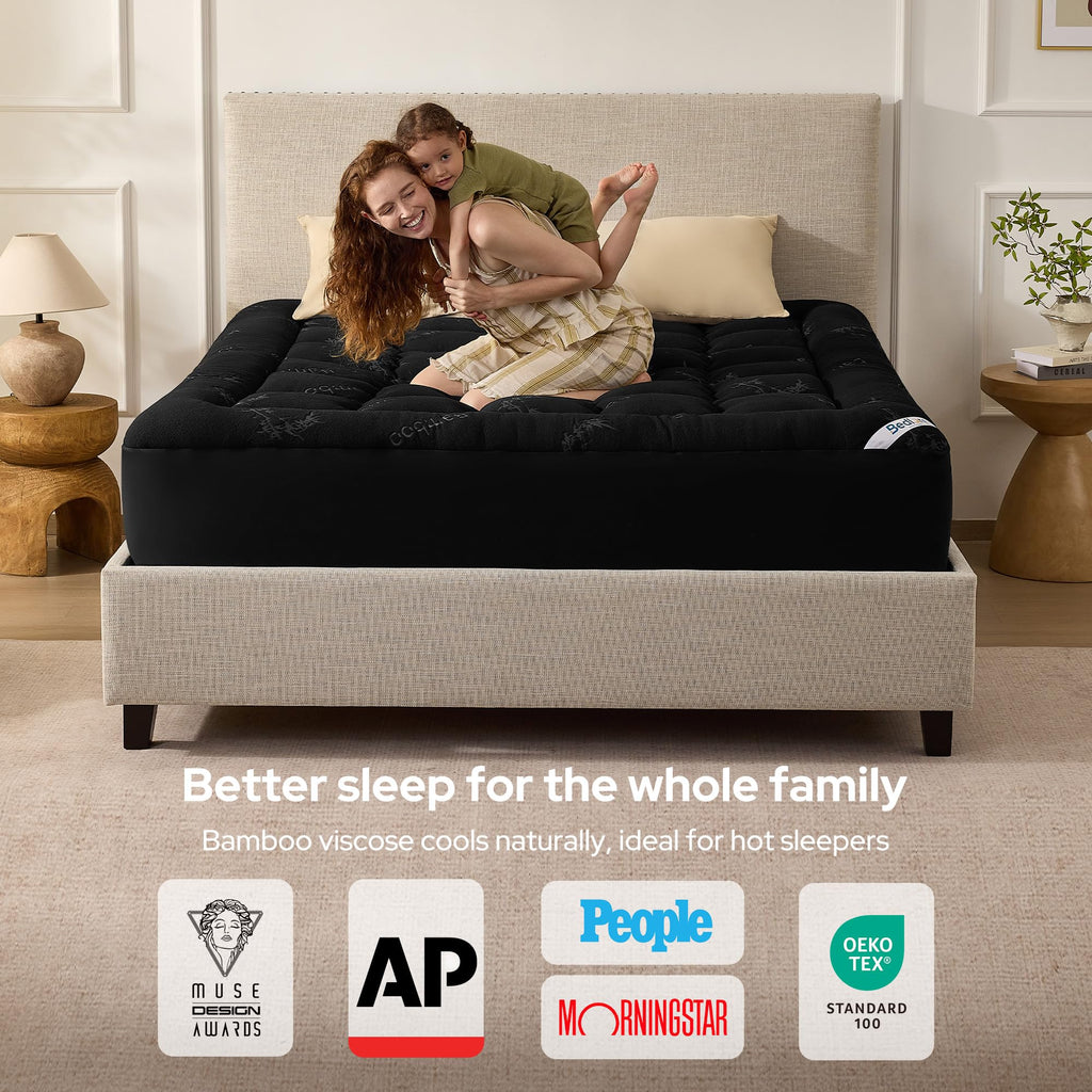 BEDLORE Full Size Mattress Topper, Thick Soft Pillow Top Bed Topper