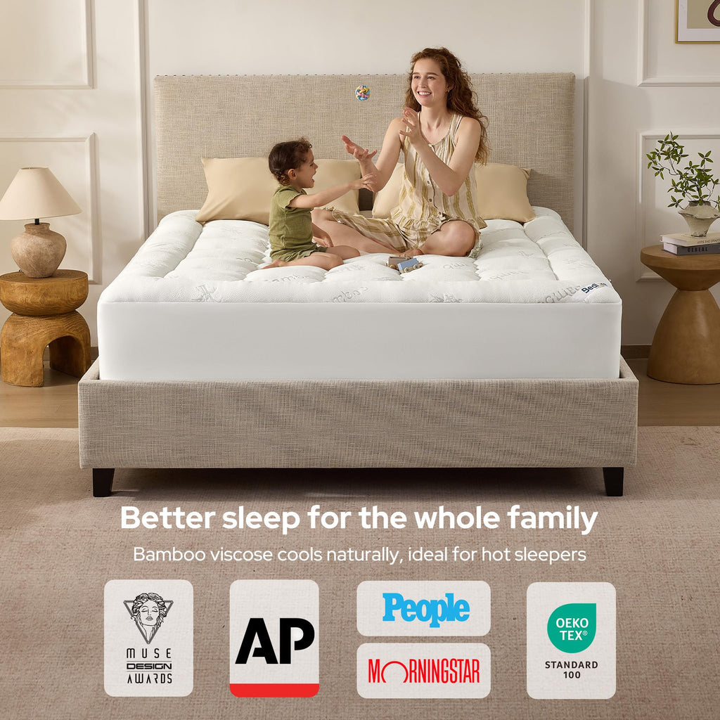BEDLORE Full Size Mattress Topper, Thick Soft Pillow Top Bed Topper