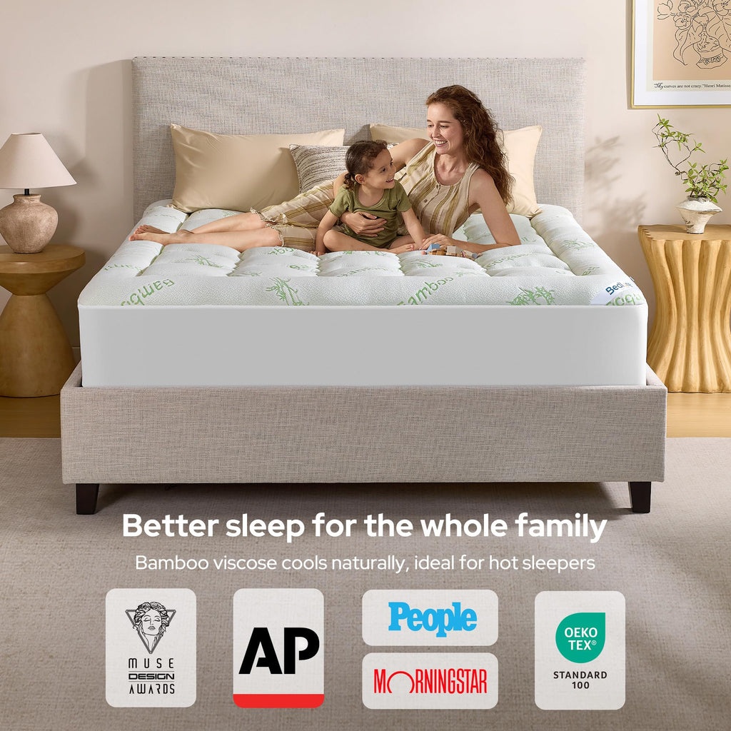 BEDLORE Full Size Mattress Topper, Thick Soft Pillow Top Bed Topper