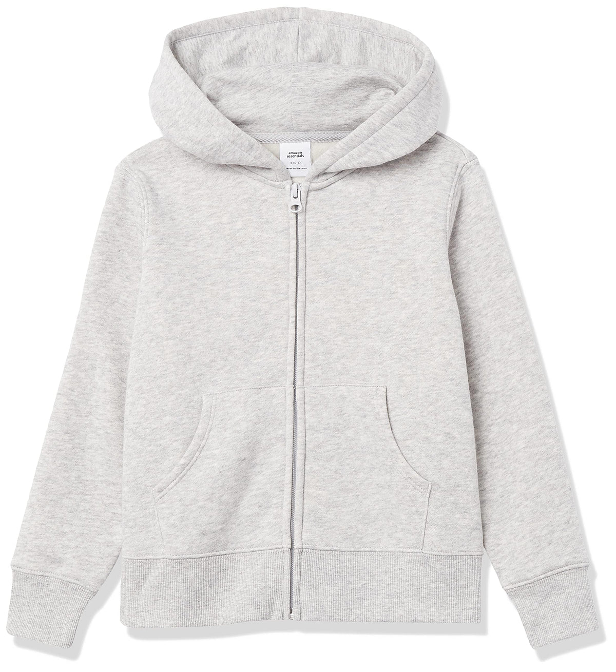 Amazon Essentials Girls and Toddlers' Fleece Zip-Up Hooded Sweatshirt with Lined Hood and Rib Knit Detail