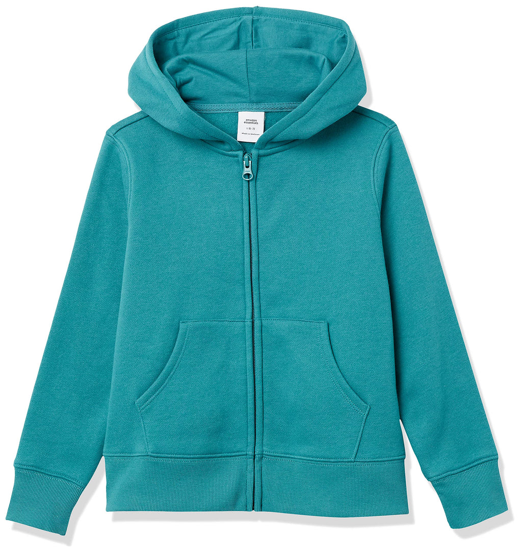 Amazon Essentials Girls and Toddlers' Fleece Zip-Up Hooded Sweatshirt with Lined Hood and Rib Knit Detail
