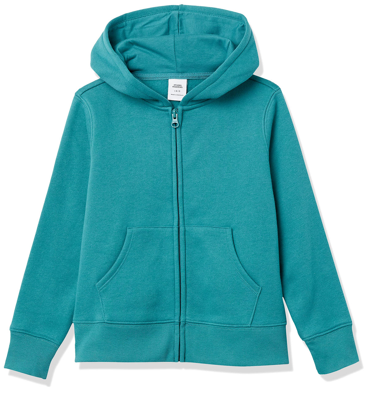 Amazon Essentials Girls and Toddlers' Fleece Zip-Up Hooded Sweatshirt with Lined Hood and Rib Knit Detail